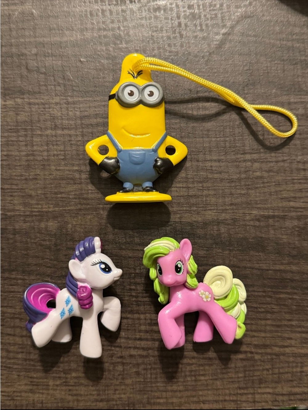 Minion Yellow Keychain Toy with Pink and White Pony Figures - Kids Toys